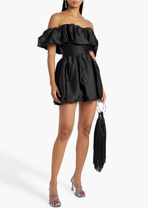 SIMKHAI Astoria off-the-shoulder gathered satin mini dress