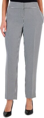 Petite Slim-Leg Houndstooth-Print Pants - Black/White