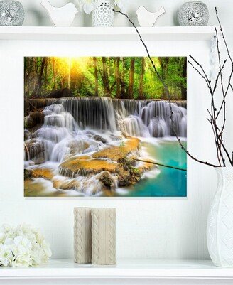 Designart 'Kanchanaburi Province Waterfall' Photography Metal Wall Art - 20 X 12