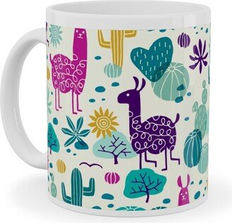 Mugs: Llamas In The Desert - Multicolor Ceramic Mug, White, 11Oz, Multicolor