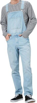 LONGBIDA Men's Denim Bib Overalls Relaxed Fit Fashion Jean Jumpsuit(Light Blue