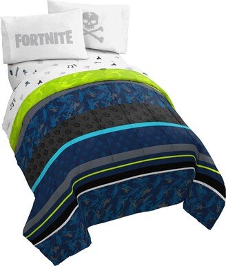 Fortnite Neon Stripe 5 Piece Bed Set, Twin