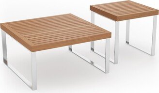 NewAge Products Outdoor Furniture Monterey Teak Coffee Table and Side Table Set