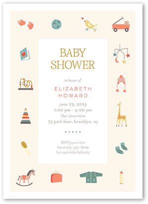 Baby Shower Invitations: Tiny Treats Baby Shower Invitation, Beige, 5X7, Luxe Double-Thick Cardstock, Square