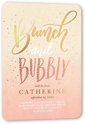 Bridal Shower Invitations: Scintillating Brunch Bridal Shower Invitation, Beige, Gold Foil, 5X7, Matte, Personalized Foil Cardstock, Rounded