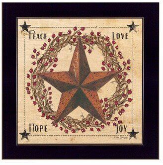 Peace, Love, Hope, Joy by Linda Spivey, Ready to hang Framed Print, Black Frame, 14