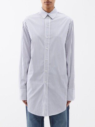 SaSuPhi Marcella Striped Longline Cotton-poplin Shirt