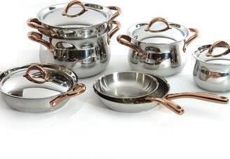 Ouro Gold 11PC Stainless Steel Cookware Set, Stainless Steel Lids