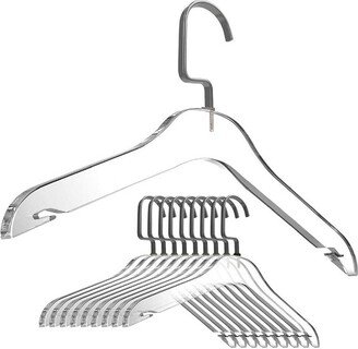 Designstyles Clear Acrylic Clothes Hangers with Pants Bar, Luxurious & Heavy-Duty Matte Black Chrome Hooks, Perfect for Suits and Slacks - 10 Pack