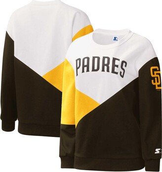 Women's Starter White, Brown San Diego Padres Shutout Pullover Sweatshirt - White, Brown