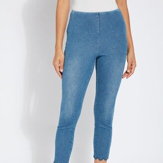 Scallop Edge Ankle Denim Legging-AA