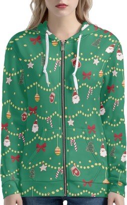 FUIALDOLG Christmas Cute Decoration Women Zip Up Hoodie with Plus Size Pocket Long Sleeve Sweatshirt Lightweight Fall Jacket Streetwear Oversized Hooded Sweatshirts Jacket