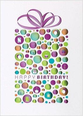 JAM Paper & Envelope JAM Paper Blank Birthday Cards Set Happy Birthday Dot 526BG530WB