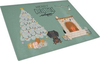 CK7690LCB Black Tan Wire Haired Dachshund Christmas Everyone Glass Cutting Board