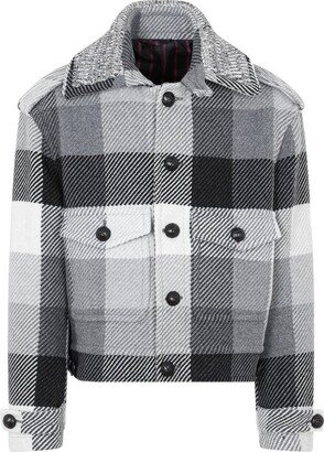 Check-Patterned Button Up Jacket