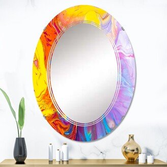 Designart 'Purple Orange And Pink Liquid Art I' Printed Modern Wall Mirror