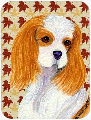 SS4329LCB 12 x 15 Cavalier Spaniel Fall Leaves Portrait Glass Cutting Board