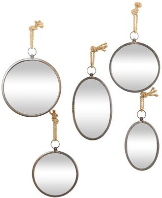 SONOMA SAGE HOME Gray Metal Wall Mirror with Hanging Rope - Set of 5