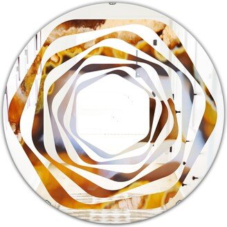 Designart 'Natural brown agate' Printed Modern Round or Oval Wall Mirror - Whirl