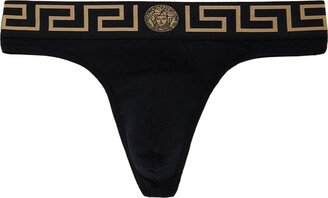 Black Greca Border Thong