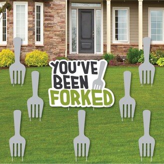 Big Dot Of Happiness You've Been Forked - Outdoor Lawn Decor - Funny Fork Prank Yard Signs - Set of 8