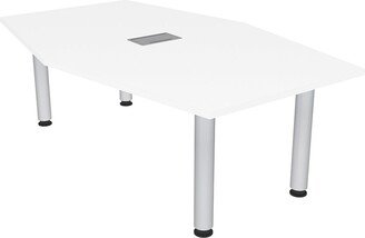 Skutchi Designs, Inc. 6' Hexagon Irregular Shaped Powered Conference Table Silver Post Legs