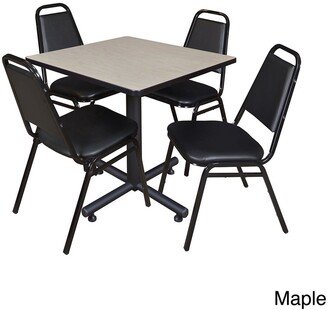 Regency Seating Kobe Laminate/Wood/Metal 30-inch Square Breakroom Table With 4 Black Stackable Restaurant Chairs