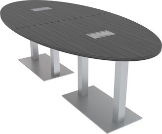 Skutchi Designs, Inc. 6 Person 8X4 Oval Conference Table with Metal Bases And Power Modules