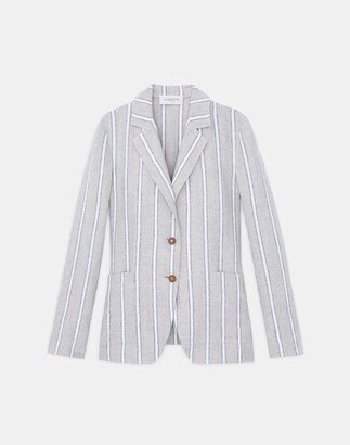 Plus Size French Stripe Linen Blazer