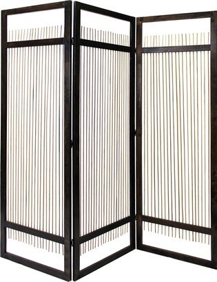 Yetta 72 x 72 Indoor Outdoor Folding Screen Room Divider, Willow, Brown