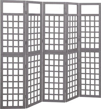 5-Panel Room Divider/Trellis Solid Fir Wood Gray 79.3