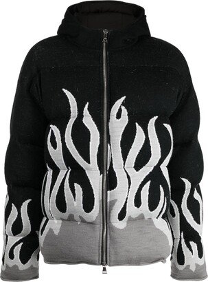 Up In Flames zip-up puffer jacket