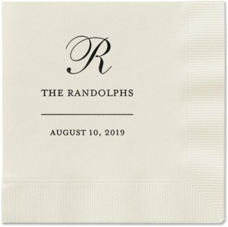 Wedding Napkins: Monogrammed Love Napkins, Black, Ecru