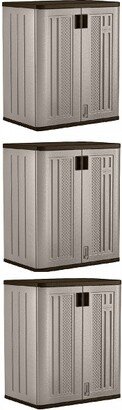 9 Cu Ft Heavy Duty Resin Garage Base Storage Cabinet, Platinum (3 Pack)