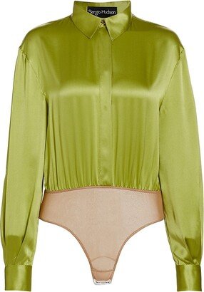 Sergio Hudson Silk Blouse Bodysuit