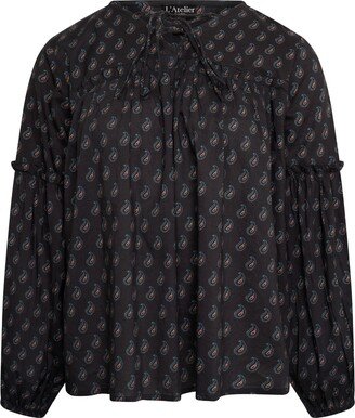 Latelier London Priya Paisley Print Cotton Blouse