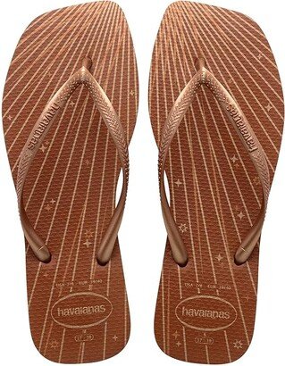 Slim Square Fireworks Flip-Flops (Rust) Women's Shoes