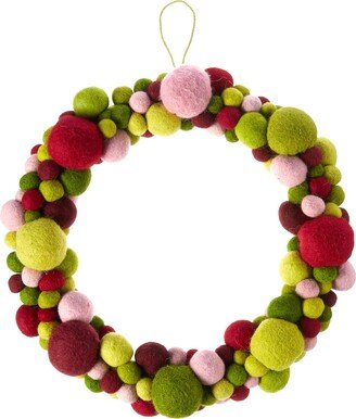 Multi Ball-Hand Felted Wool Wreath