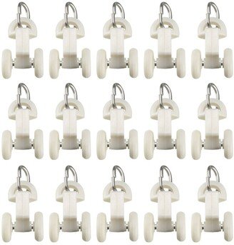 Unique Bargains Curtain Track Rollers Plastic Twin Wheeled Carriers 13.5mm Dia 50 Pcs - White