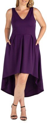 24seven Comfort Apparel Women's Plus Size High Low Party Dress