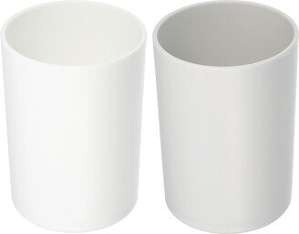 Unique Bargains Bathroom Toothbrush Tumblers PP Cup for Bathroom Kitchen Color White Gray 4.05''x2.91'' 2pcs