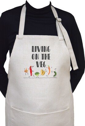 Living On The Veg Funny Adjustable Neck Cooking Or Gardening Apron With Large Front Pocket