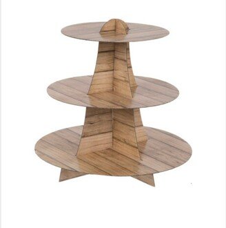 Wood Plank Print Three Tier Cupcake Stand Birthday Special Events Party Supplies