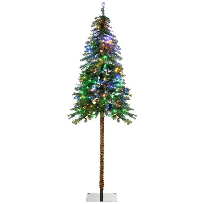 6' Artificial Christmas Trees, with Warm White or Colorful LED Lights, Pencil Shape, Steel Base