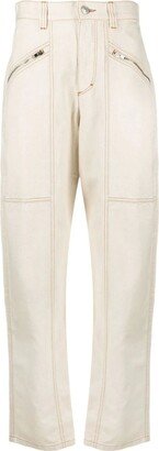 Ecru Cotton Blend Fanny Cargo Trousers