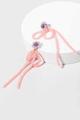 Evie Pink Bead Bow Earrings