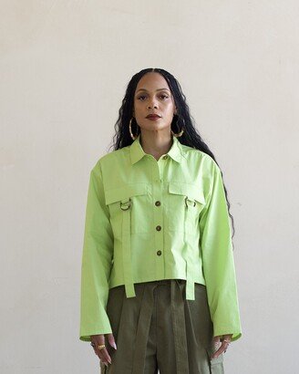 Women's Green Glow Cropped Shirt Jacket by @thenotoriouskia