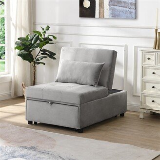 BESTCOSTY Folding Ottoman Sofa Bed Grey