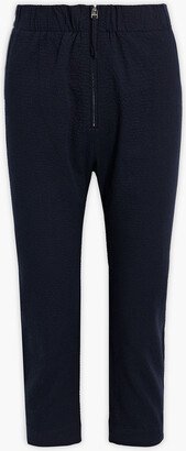 Cropped textured cotton-blend straight-leg pants