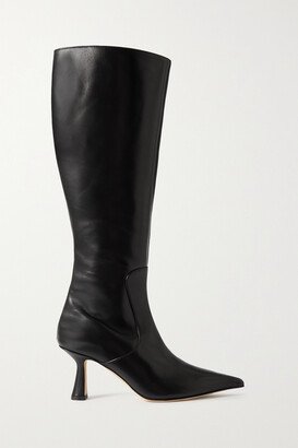 Esme Leather Knee Boots - Black